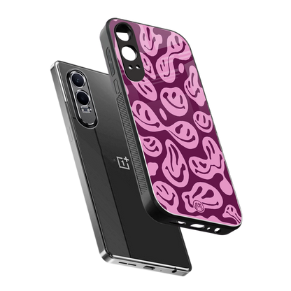 acid smiles grape edition back phone cover | glass case for oneplus nord ce 4 lite