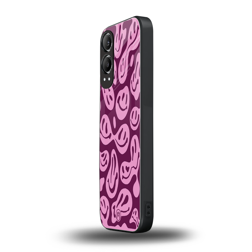 acid smiles grape edition back phone cover | glass case for oneplus nord ce 4 lite