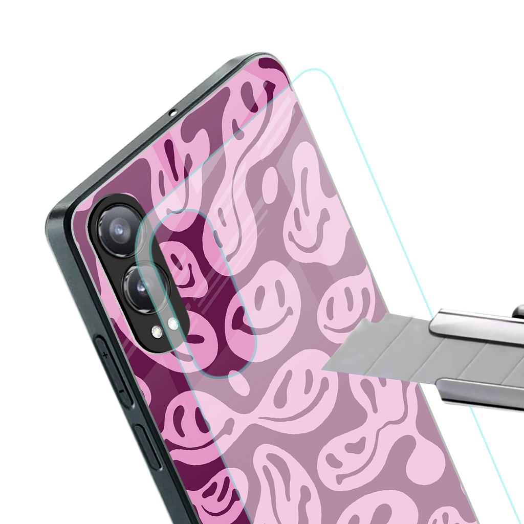 acid smiles grape edition back phone cover | glass case for oneplus nord ce 4 lite