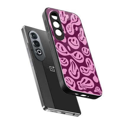 acid smiles grape edition back phone cover | glass case for oneplus nord ce 4