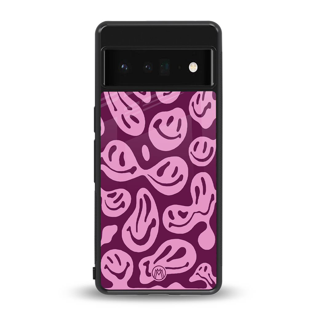 acid smiles grape edition back phone cover | glass case for google pixel 6 pro