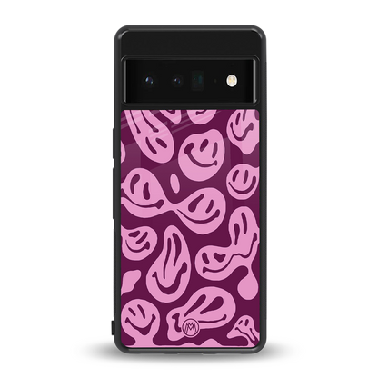 acid smiles grape edition back phone cover | glass case for google pixel 6 pro