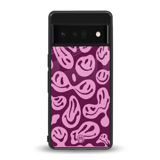 acid smiles grape edition back phone cover | glass case for google pixel 6 pro