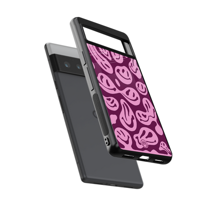 acid smiles grape edition back phone cover | glass case for google pixel 6 pro