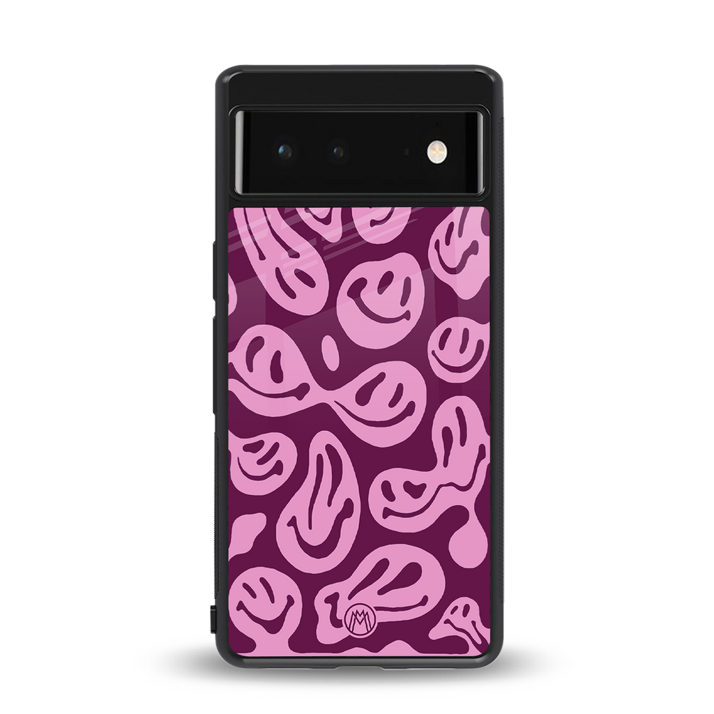 acid smiles grape edition back phone cover | glass case for google pixel 6