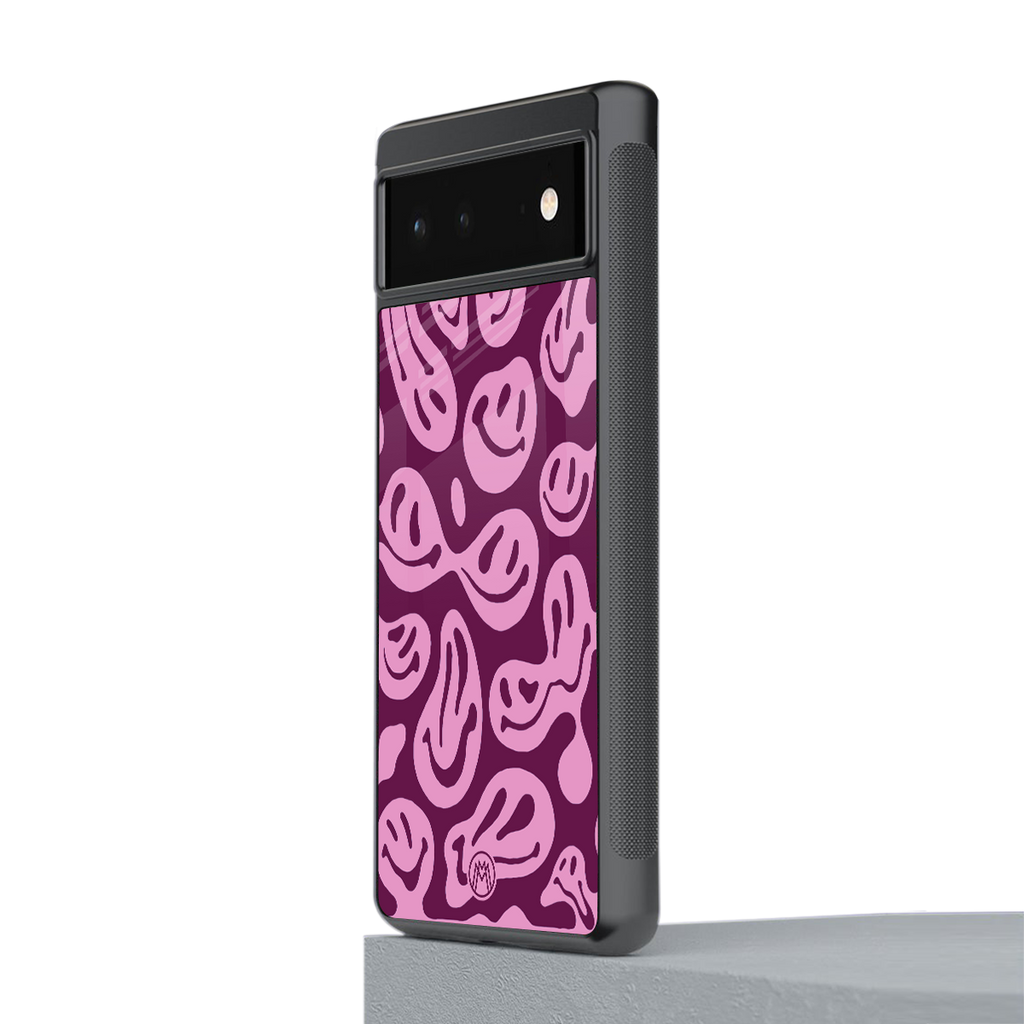 acid smiles grape edition back phone cover | glass case for Google Pixel 6A