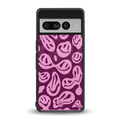 acid smiles grape edition back phone cover | glass case for google pixel 7 pro