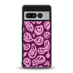 acid smiles grape edition back phone cover | glass case for google pixel 7 pro