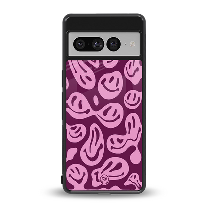 acid smiles grape edition back phone cover | glass case for google pixel 7 pro