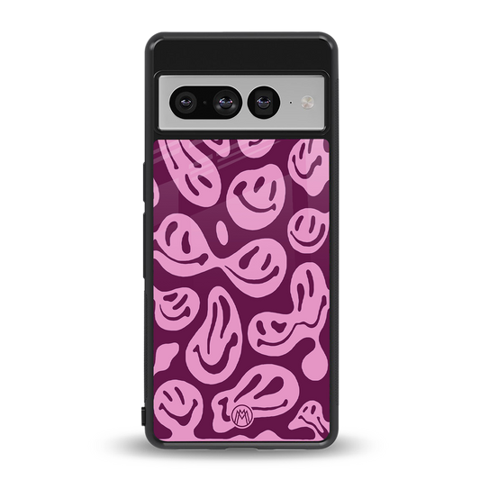acid smiles grape edition back phone cover | glass case for google pixel 7 pro