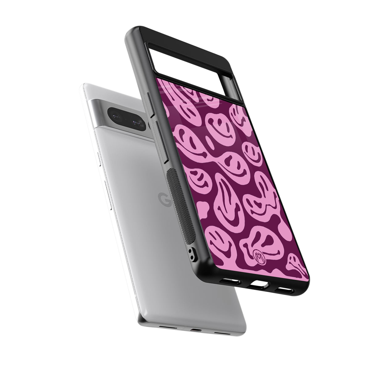 acid smiles grape edition back phone cover | glass case for google pixel 7 pro