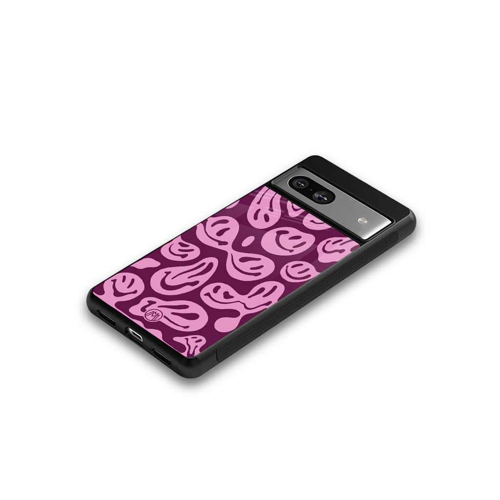 acid smiles grape edition back phone cover | glass case for Google Pixel 7A