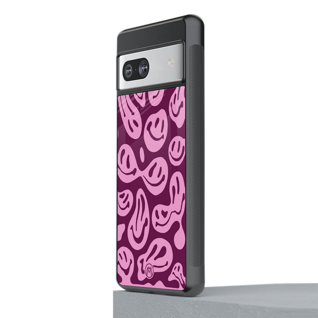 acid smiles grape edition back phone cover | glass case for Google Pixel 7