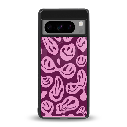 acid smiles grape edition back phone cover | glass case for google pixel 8 pro