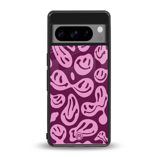 acid smiles grape edition back phone cover | glass case for google pixel 8 pro