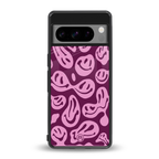 acid smiles grape edition back phone cover | glass case for google pixel 8 pro