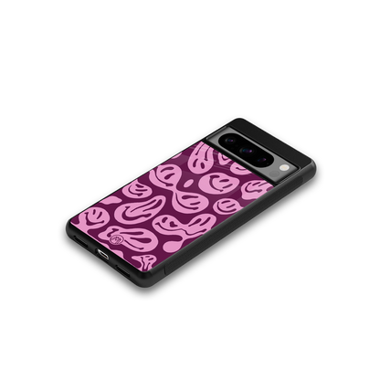 acid smiles grape edition back phone cover | glass case for google pixel 8 pro