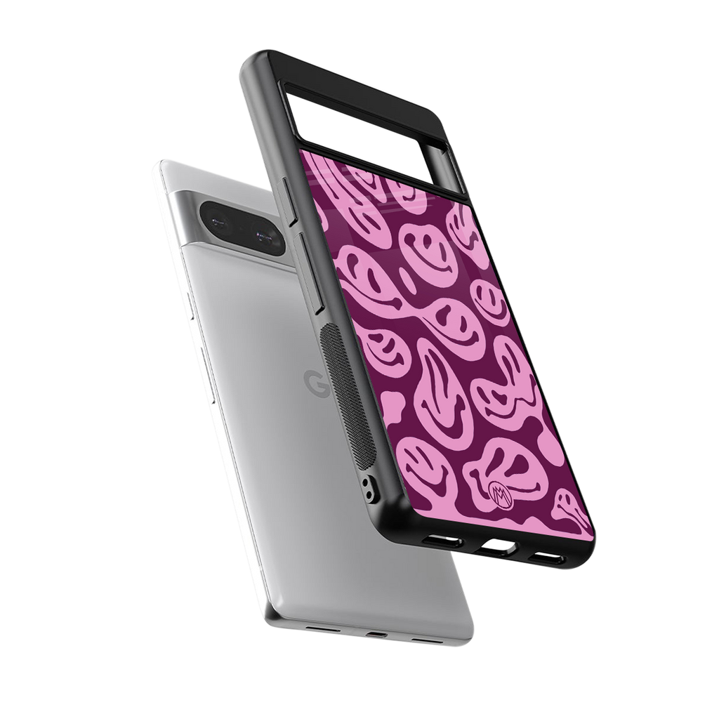 acid smiles grape edition back phone cover | glass case for Google Pixel 8
