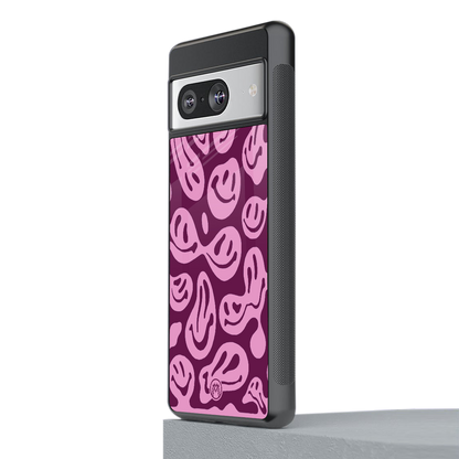 acid smiles grape edition back phone cover | glass case for Google Pixel 8