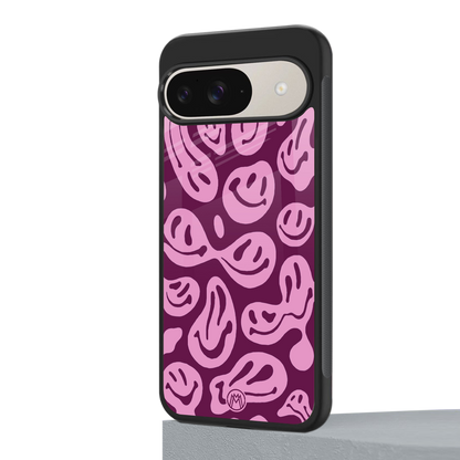 acid smiles grape edition back phone cover | glass case for google pixel 9