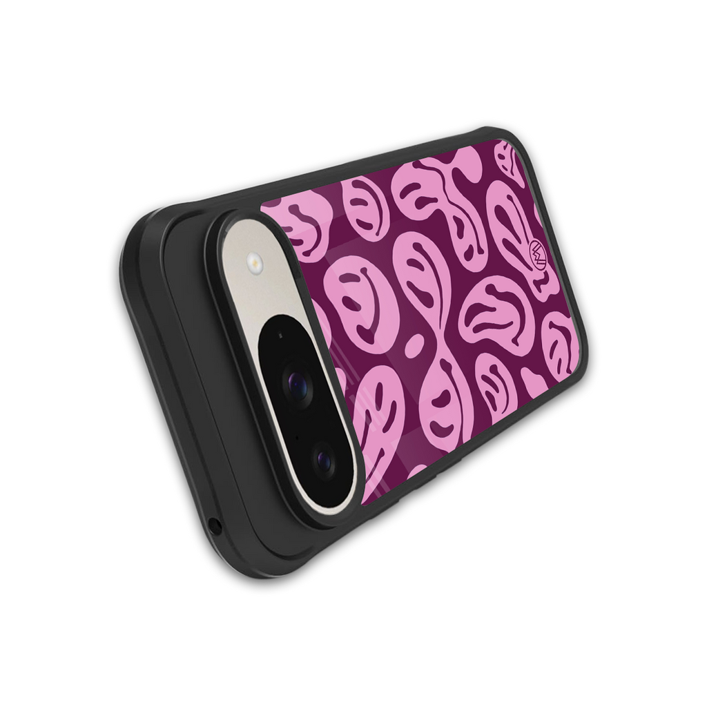 acid smiles grape edition back phone cover | glass case for google pixel 9