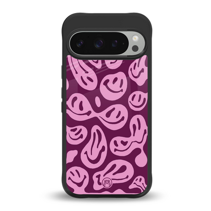 acid smiles grape edition back phone cover | glass case for google pixel 9 pro