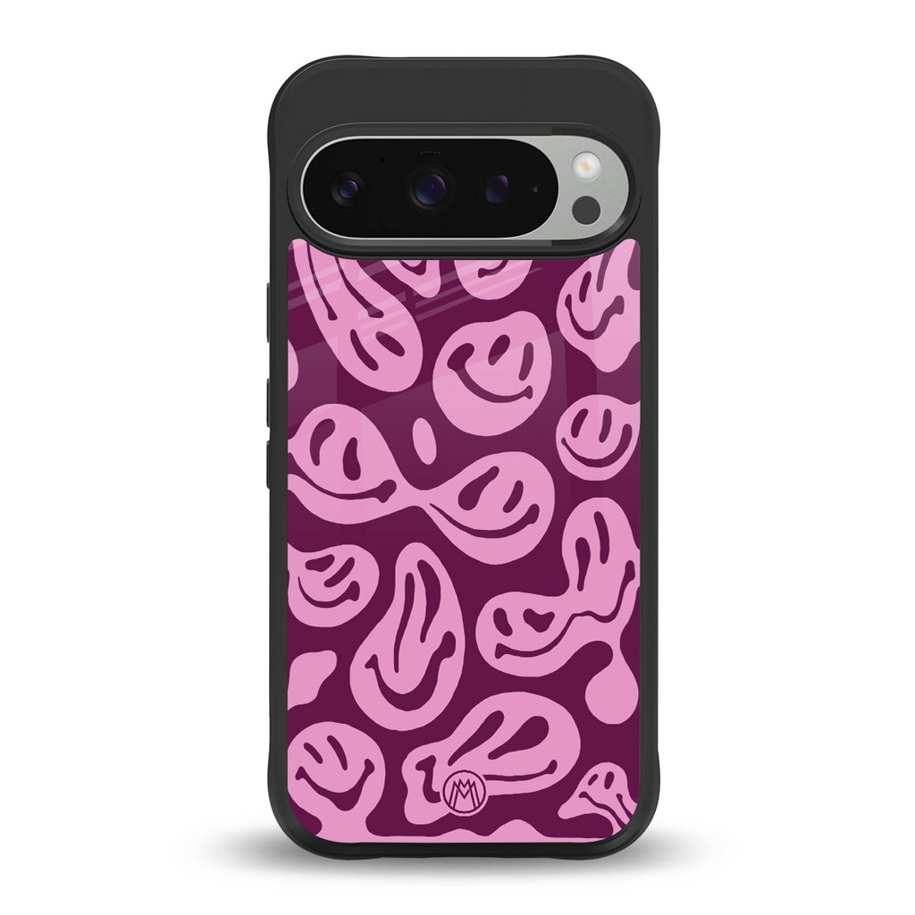 acid smiles grape edition back phone cover | glass case for google pixel 9 pro xl