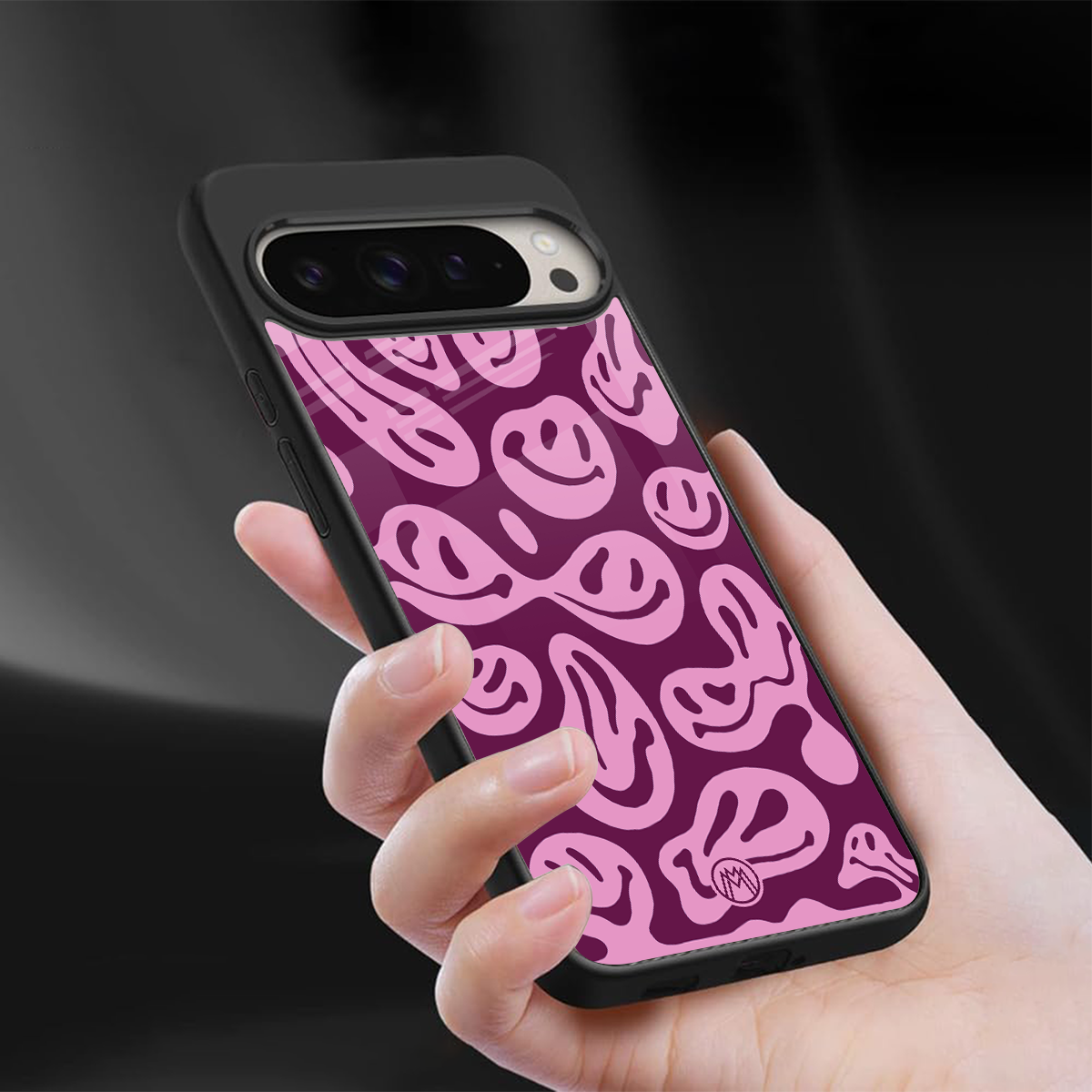 acid smiles grape edition back phone cover | glass case for google pixel 9 pro xl