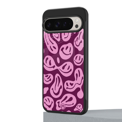 acid smiles grape edition back phone cover | glass case for google pixel 9 pro xl