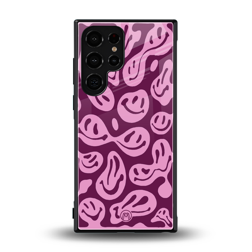 acid smiles grape edition back phone cover | glass case for samsung galaxy s23 ultra
