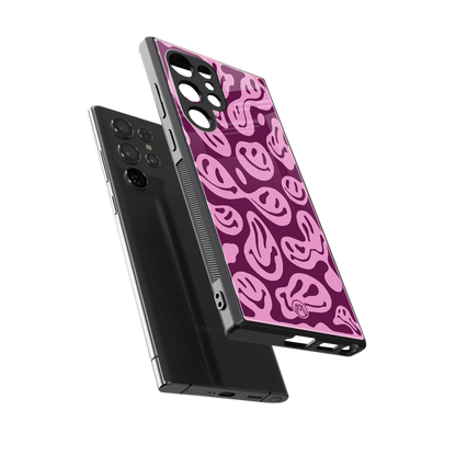 acid smiles grape edition back phone cover | glass case for samsung galaxy s24 ultra