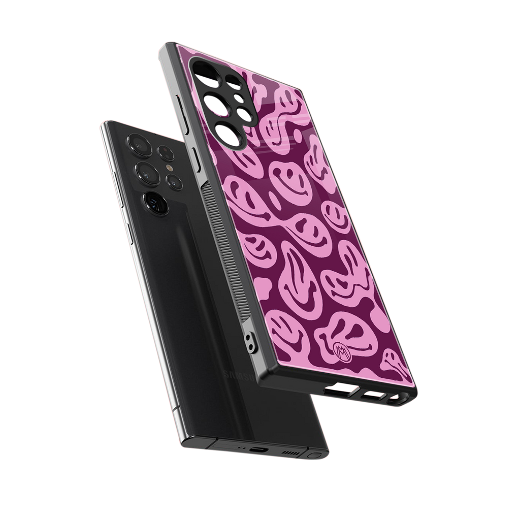 acid smiles grape edition back phone cover | glass case for samsung galaxy s23 ultra