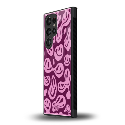 acid smiles grape edition back phone cover | glass case for samsung galaxy s24 ultra