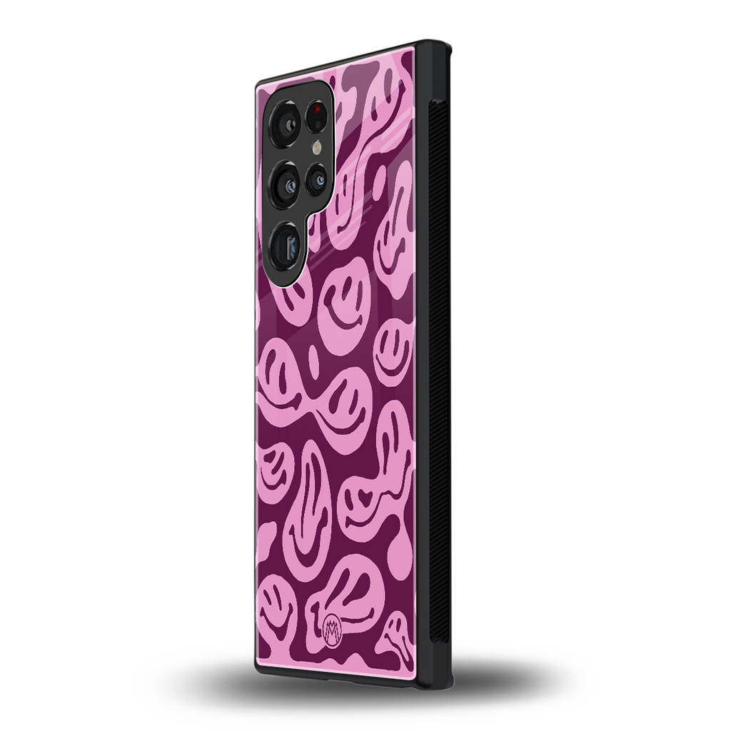 acid smiles grape edition back phone cover | glass case for samsung galaxy s23 ultra