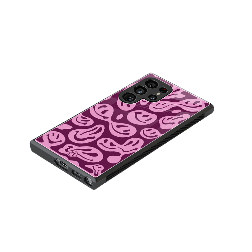 acid smiles grape edition back phone cover | glass case for samsung galaxy s24 ultra