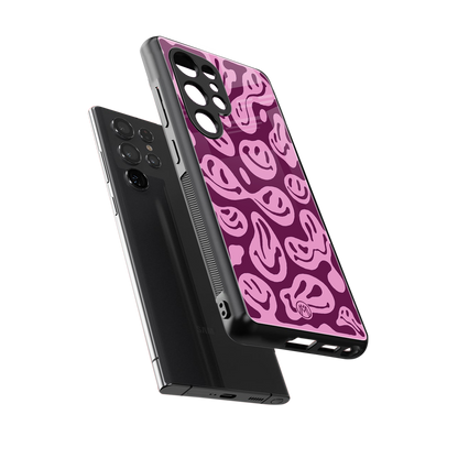 acid smiles grape edition back phone cover | glass case for samsung galaxy s25 ultra