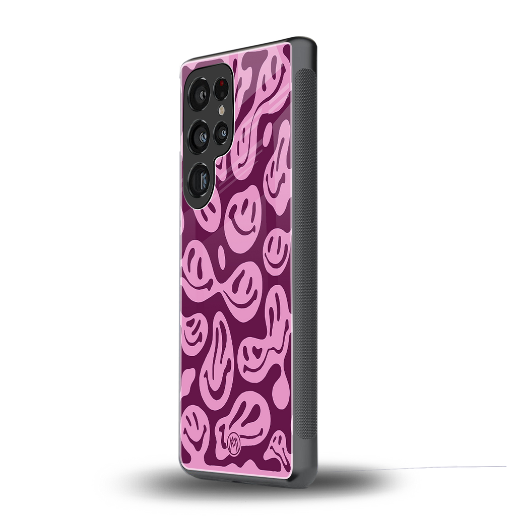 acid smiles grape edition back phone cover | glass case for samsung galaxy s25 ultra