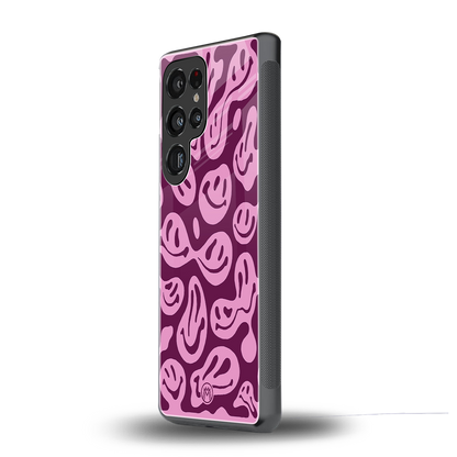 acid smiles grape edition back phone cover | glass case for samsung galaxy s25 ultra