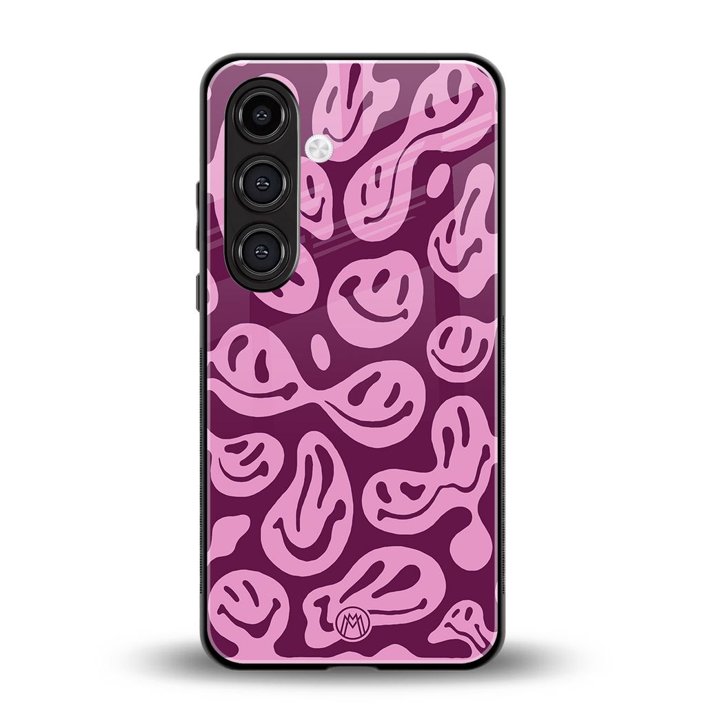 acid smiles grape edition back phone cover | glass case for samsung galaxy s25 plus