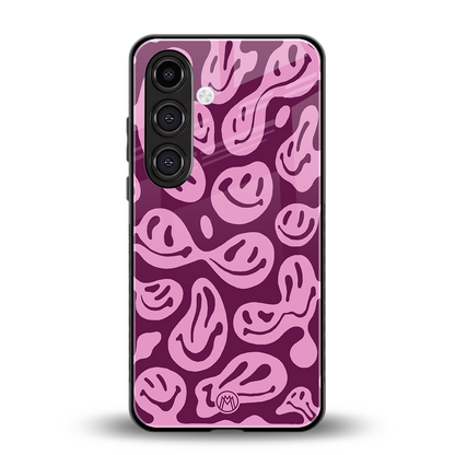 acid smiles grape edition back phone cover | glass case for samsung galaxy s24 plus