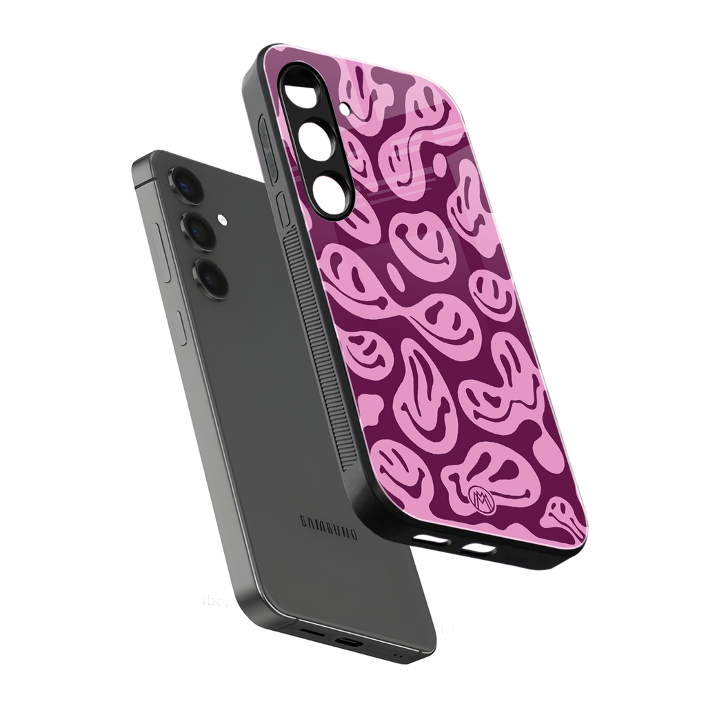 acid smiles grape edition back phone cover | glass case for samsung galaxy s25