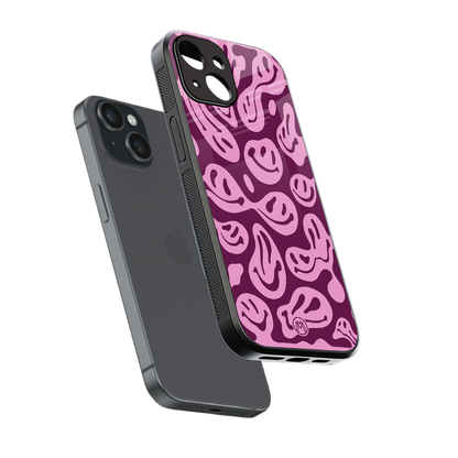 acid smiles grape edition back phone cover | glass case for iphone 15