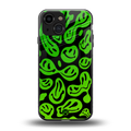 acid smiles neon green back phone cover | glass case for iphone 13 mini
