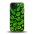 acid smiles neon green back phone cover | glass case for iphone 13 mini