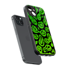 acid smiles neon green back phone cover | glass case for iphone 13 mini