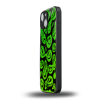 acid smiles neon green back phone cover | glass case for iphone 13 mini