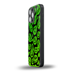 acid smiles neon green back phone cover | glass case for iphone 13 pro max