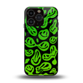 acid smiles neon green back phone cover | glass case for iphone 13 pro