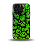 acid smiles neon green back phone cover | glass case for iphone 13 pro