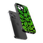 acid smiles neon green back phone cover | glass case for iphone 13 pro